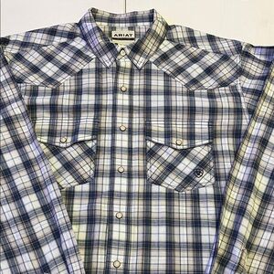 Ariat Men's Hampton Retro Shirt plaid long-sleeve western snap shirt size XLT